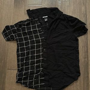 Black and White Striped Button-down Shirt